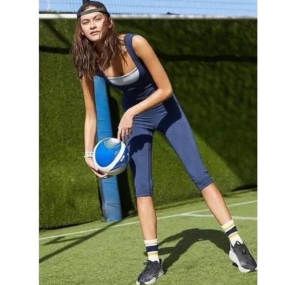 RARE Free People Movement She’s A Maniac Jumpsuit One Piece Blue XL - Picture 1 of 8